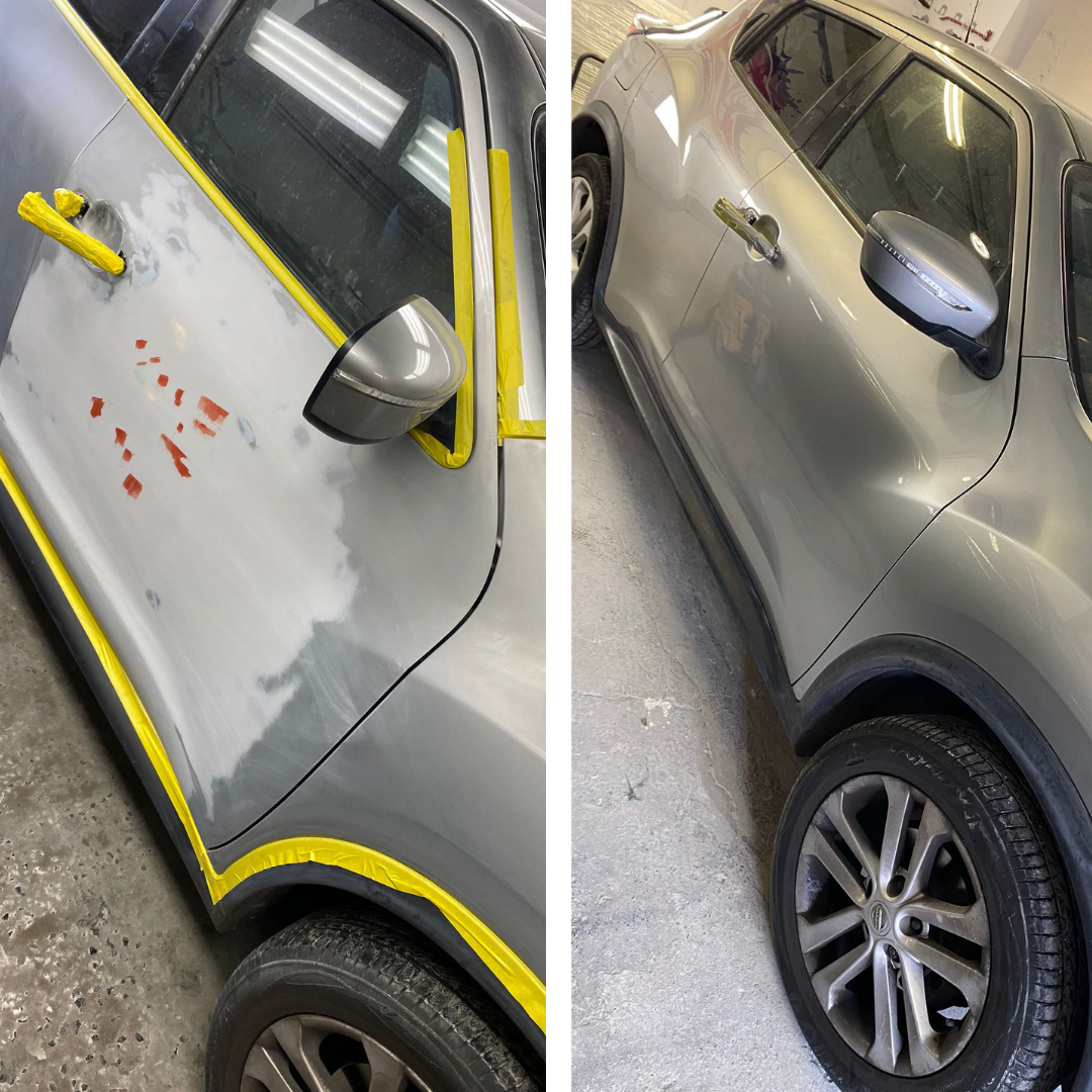 Silver car door repair