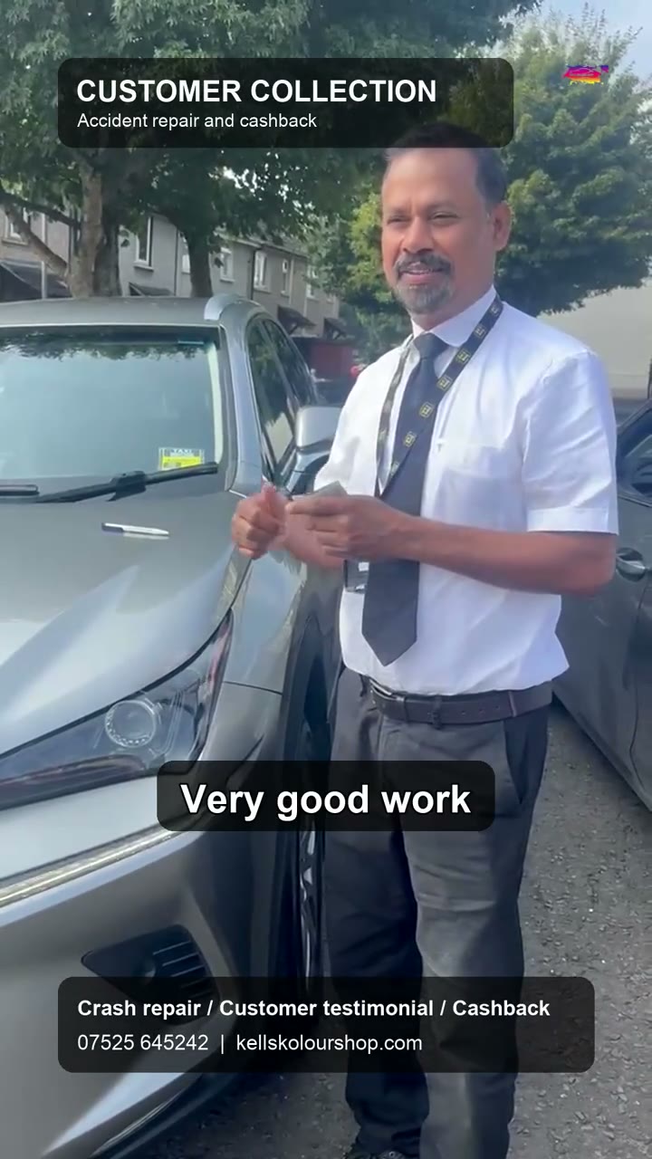 Customer sharing his experience beside his repaired car